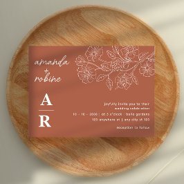 Moderne Teracota elegante bruiloft Kaart