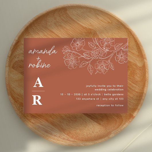 Moderne Teracota elegante bruiloft Kaart