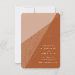 Moderne Terra Cotta Trendy Hand getrokken blad bru Save The Date