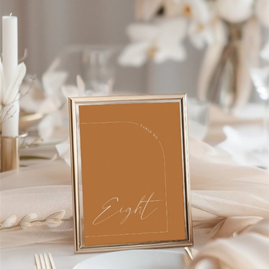 Moderne terracota boogtabel Acht-tabelnummer Kaart