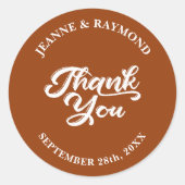 Moderne terracotta aangepaste bruiloft dank u guns ronde sticker (Voorkant)