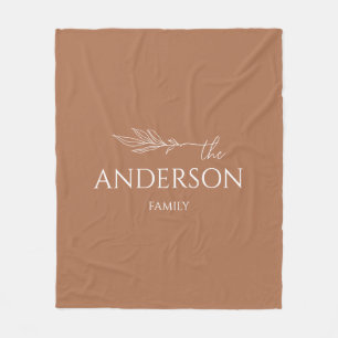 Moderne Terracotta Aanpasbare Familienaam  Fleece Deken