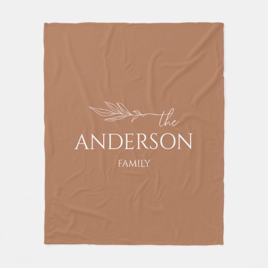 Moderne Terracotta Aanpasbare Familienaam  Fleece Deken (Voorkant)