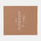 Moderne Terracotta Aanpasbare Familienaam  Fleece Deken (Voorkant (Horizontaal))