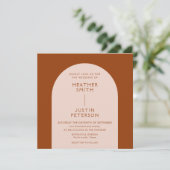 Moderne terracotta aardeachtig vierkant bruiloft u kaart (Staand voorkant)
