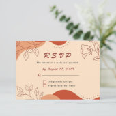Moderne Terracotta Aardtinten Bloemrijke Lijnen Tr RSVP Kaartje (Staand voorkant)