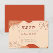 Moderne Terracotta Aardtinten Bloemrijke Lijnen Tr RSVP Kaartje (Voorkant / Achterkant)