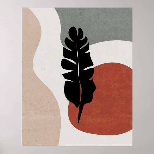 Moderne terracotta Abstracte botanische wandkunst Poster (Voorkant)