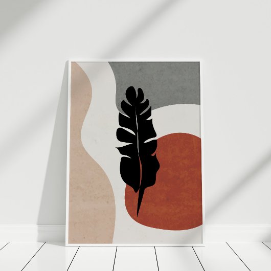 Moderne terracotta Abstracte botanische wandkunst Poster