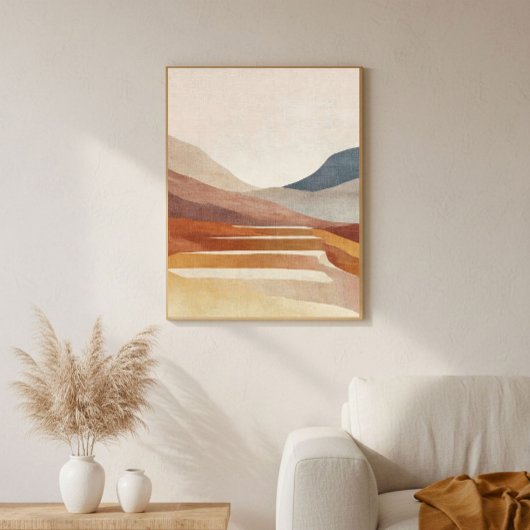 Moderne Terracotta Abstracte Kunst voor Neutrale D Poster