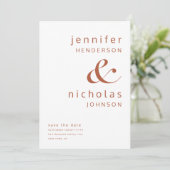 Moderne Terracotta Ampersand Foto Save The Date (Staand voorkant)