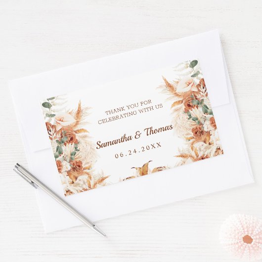 Moderne Terracotta Bedankt Script Wedding Rechthoekige Sticker
