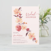 Moderne terracotta beige bloemen herfst bruidsdouc kaart (Staand voorkant)