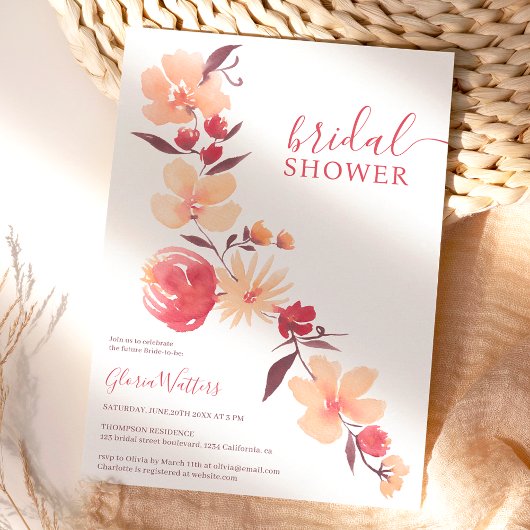 Moderne terracotta beige bloemetjes herfst vrijgez kaart