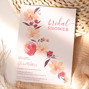 Moderne terracotta beige bloemetjes herfst vrijgez kaart