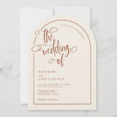 Moderne Terracotta Beige handgeschreven script bru Kaart (Voorkant)