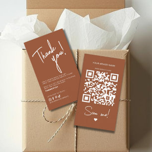 Moderne terracotta bestel bedankt QR-code Visitekaartje