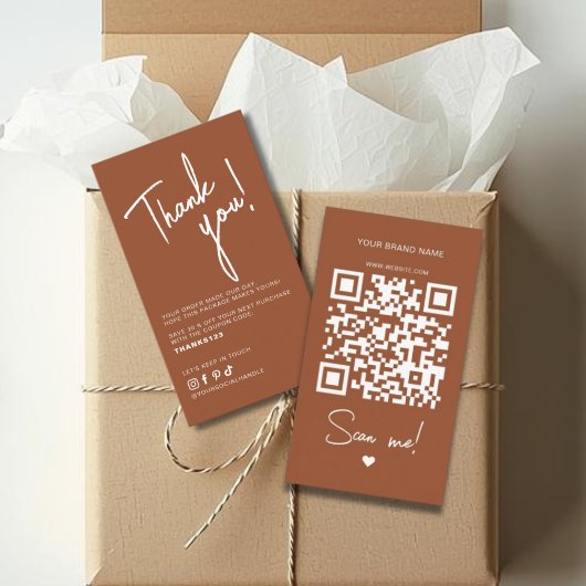 Moderne terracotta bestel bedankt QR-code Visitekaartje