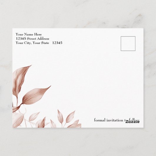 Moderne Terracotta Blad Schets Foto Bewaar de Datu Briefkaart (Achterkant)