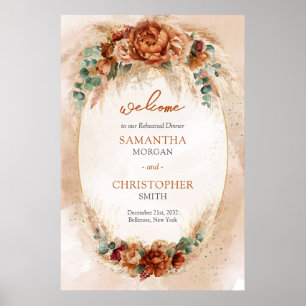 Moderne Terracotta bloemen boho Welkom repetitie Poster