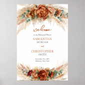 Moderne Terracotta bloemen boho Welkom repetitie Poster (Voorkant)