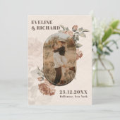 Moderne terracotta bloemen boogsalie groene blader kaart (Staand voorkant)