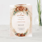 Moderne Terracotta bloemen bordeaux pampas program Programma (Voorkant)