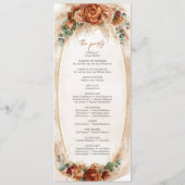 Moderne Terracotta bloemen bordeaux pampas program Programmakaart (Achterkant)