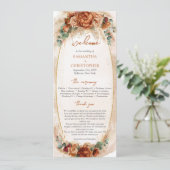 Moderne Terracotta bloemen bordeaux pampas program Programmakaart (Staand voorkant)