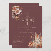 Moderne terracotta bloemen | Herfst Bloemen Bruilo Kaart (Voorkant / Achterkant)