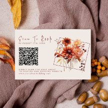 Moderne Terracotta Bloemen Herfst QR Code Bruiloft