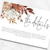 Moderne Terracotta Bloemen QR Code Details Huwelij Informatiekaartje