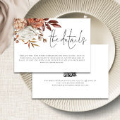 Moderne Terracotta Bloemen QR Code Details Huwelij Informatiekaartje