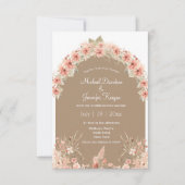 Moderne Terracotta Bloemenboog Foto Fall bruiloft Kaart (Voorkant)