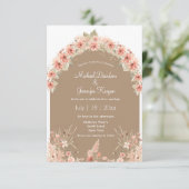 Moderne Terracotta Bloemenboog Foto Fall bruiloft Kaart (Staand voorkant)