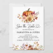 Moderne Terracotta Bloemenkleurige Pompoen Save The Date (Voorkant)