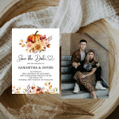 Moderne Terracotta Bloemenkleurige Pompoen Save The Date