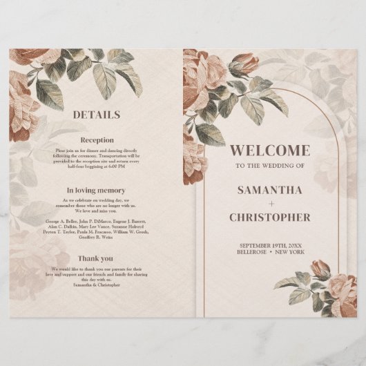 Moderne Terracotta bloemensalie groen blad bruilof (Voorkant)