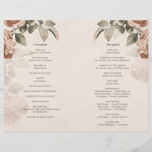 Moderne Terracotta bloemensalie groen blad bruilof (Achterkant)