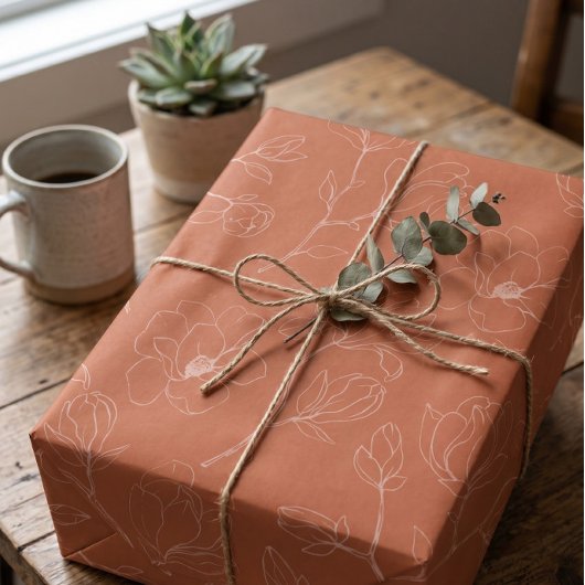 Moderne Terracotta Bloemverpakkings Papier