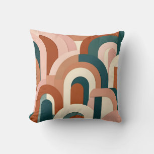 Moderne Terracotta Blush Roze Teal Geometrische Bo Kussen