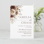 Moderne Terracotta Boheemse Bloem Bruiloft Kaart (Staand voorkant)
