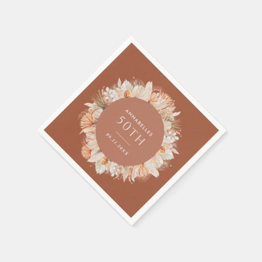 moderne terracotta boheiengras verjaardag servet (Hoek)