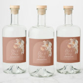 moderne terracotta bohemiaanse pampagras de heer & likeurfles etiket (Flessen)