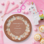 moderne terracotta bohemiaanse pampagras de heer & papieren bordje (Feest)