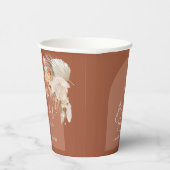 Moderne terracotta bohemian pampas bruidsdouche papieren bekers (Rechts)