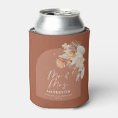 moderne terracotta bohemian pampas bruiloft blikjeskoeler (Blikje Voorkant)