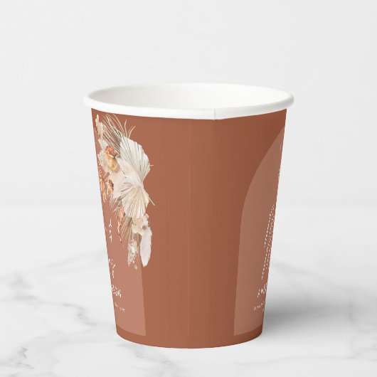 moderne terracotta bohemian pampas bruiloft papieren bekers (Rechts)