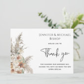 moderne terracotta bohemian pampas foto bedankt save the date (Staand voorkant)