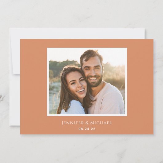 moderne terracotta bohemian pampas foto bedankt save the date (Achterkant)